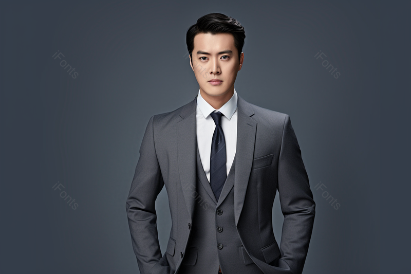 正式的场合商务男士形象灰色摄影背景,高清,摄影图,摄影图片,图片大全,摄影图免费下载